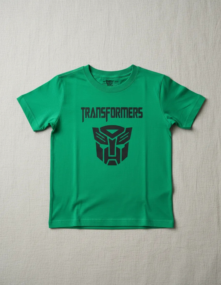 D_NQ_NP_2X_651249-MLA113190824508_072026-F Camiseta Manga Curta Malha PV Infantil Unissex Verde Transformers Estampa Silk Screen Manual Premium