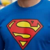 Camiseta Manga Comprida Longa Adulto Unissex Azul Super Homem Silk Screen Manual Premium mlc