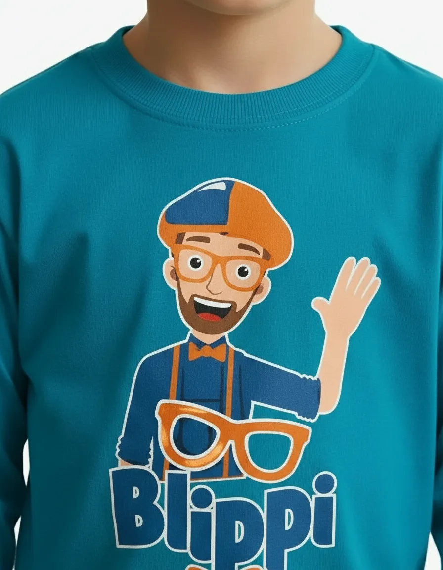 D_NQ_NP_2X_662595-MLB111400080325_052026-F Camiseta Blippi Infantil Manga Longa Personagem Youtuber Azul-Turquesa