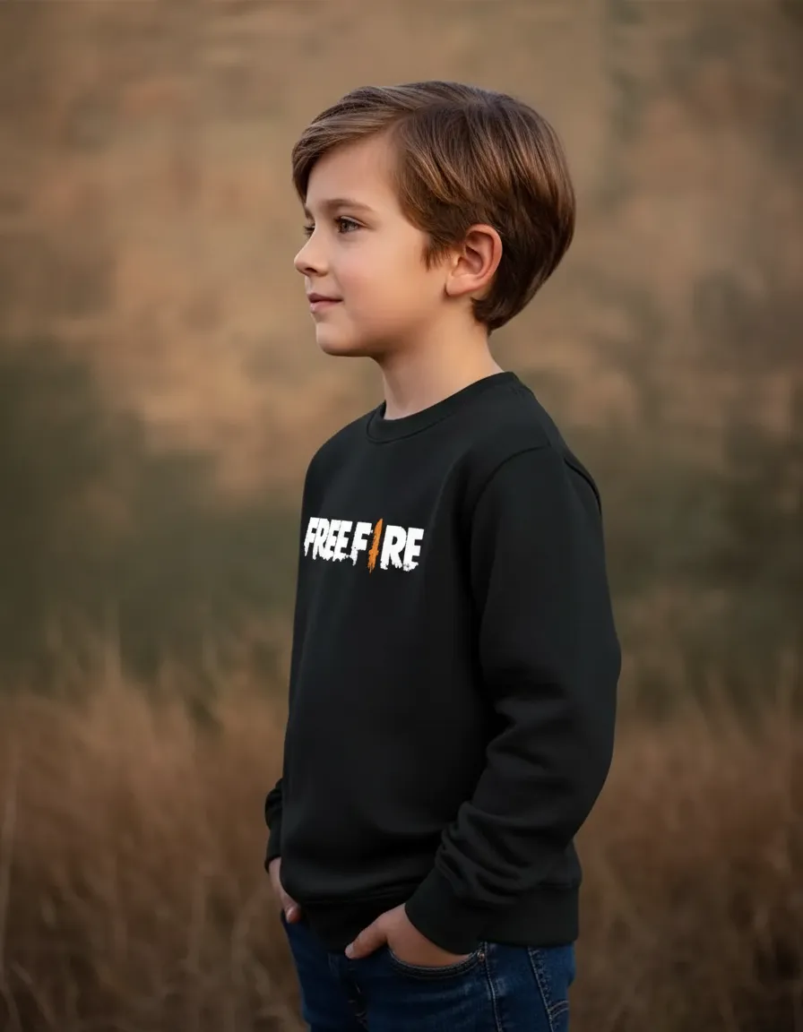 D_NQ_NP_2X_678079-MLA113077209818_072026-F Blusa Moletom Algodão Flanelado Unissex Infantil Free Fire Cor Preta