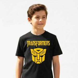 D_NQ_NP_2X_699497-MLB114065058856_072026-F-camiseta-manga-curta-preta-infantil-transformes-logo-amarelo Camiseta Manga Curta Malha PV Infantil Unissex Preta Transformers Logo Amarelo Silk Screen Manual mlc
