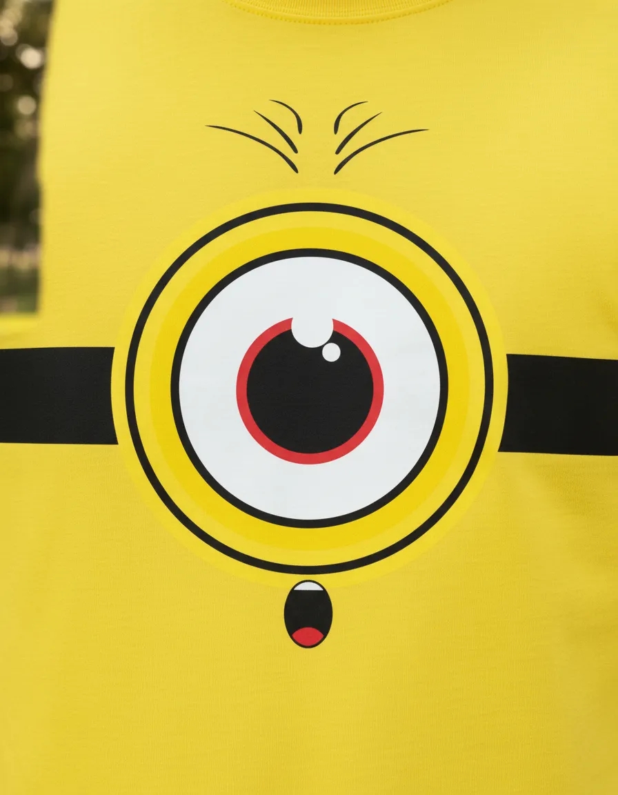D_NQ_NP_2X_707785-MLB114039671968_072026-F-camiseta-minions-sob-medida Camiseta Malha PV Manga Curta Adulto Unissex Amarela Minions Estampa Silk Screen Manual Premium mlc