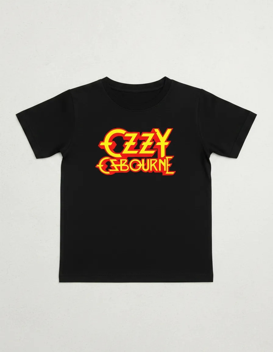 Camiseta Infantil Unissex Preta Ozzy Osbourne Silk Screen mlc