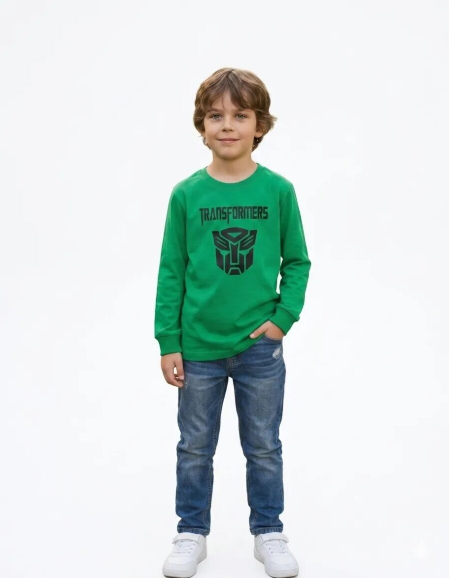 D_NQ_NP_2X_713544-MLB113191024548_072026-F Camiseta Infantil Manga Comprida Longa Malha PV Verde Transformers Estampa Silk Screen Manual Prime