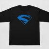 Camiseta Manga Comprida Longa Preta Adulto Unissex Super Homem Elétrico Logo Azul Silk Screen Manual Spe