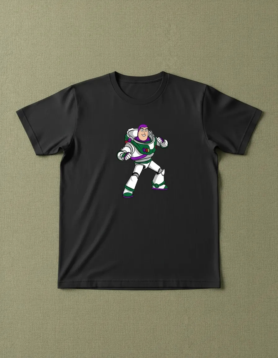 Camiseta Manga Curta Adulto Unissex Preta Buzz Ligthyear Toy Story
