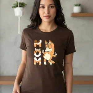 D_NQ_NP_2X_723871-MLB111236725308_052026-F Camiseta Manga Comprida Curta Baby Look Malha Pv Silk Screen Bluey Chilli Cor Marrom