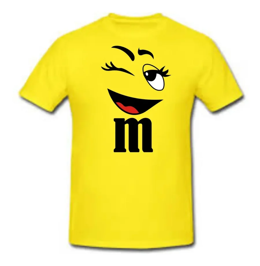Camiseta Baby Look Amarela M&ms Piscadinha Divertido mlc