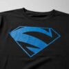 Camiseta Manga Comprida Longa Preta Adulto Unissex Super Homem Elétrico Logo Azul Silk Screen Manual Spe
