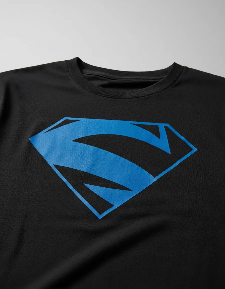 Camiseta Manga Comprida Longa Preta Adulto Unissex Super Homem Elétrico Logo Azul Silk Screen Manual Spe