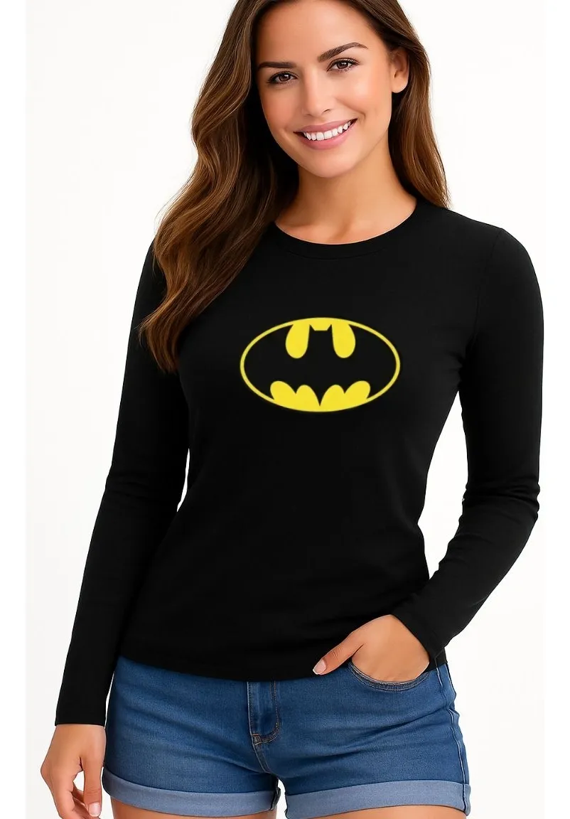 D_NQ_NP_2X_738606-MLB112696818084_062026-F Camiseta Malha PV Manga Longa Feminina Baby Look Preta Batman