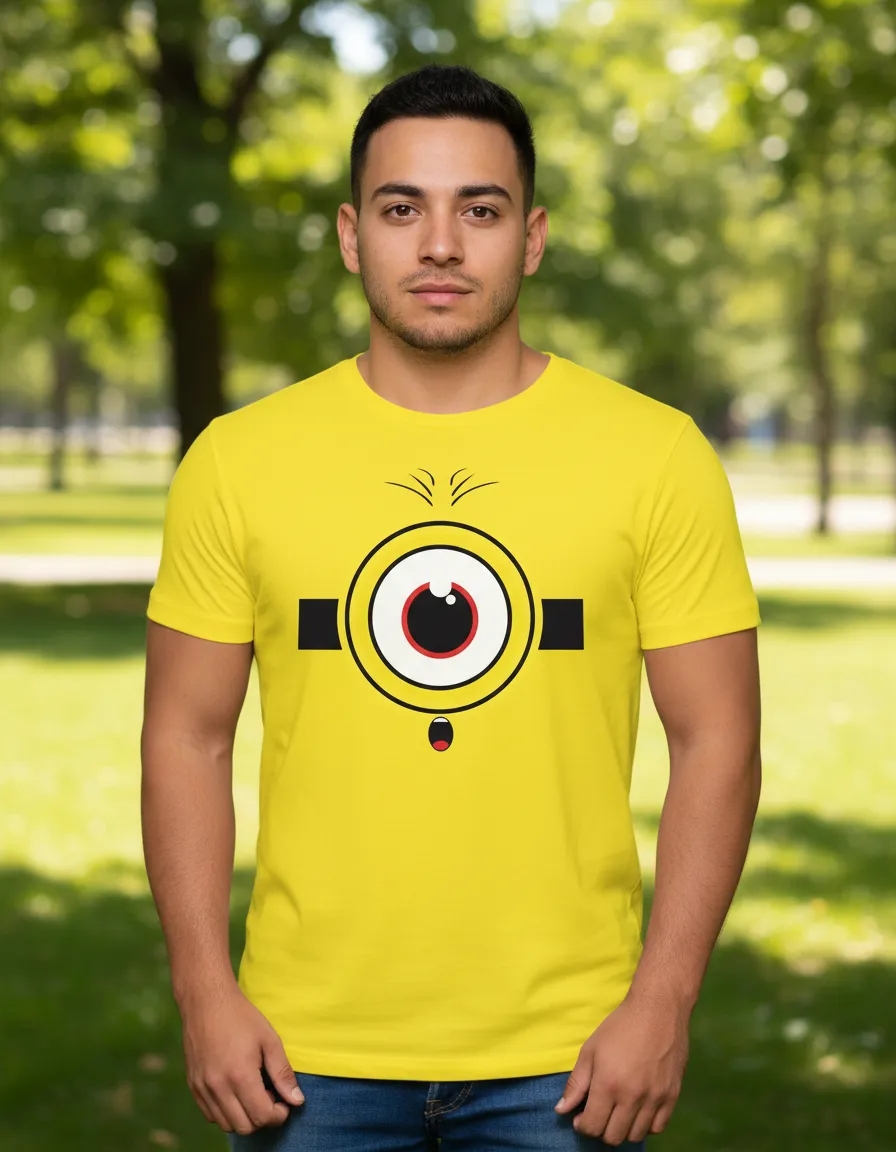 D_NQ_NP_2X_743280-MLB115360276723_072026-F-camiseta-minions-sob-medida Camiseta Malha PV Manga Curta Adulto Unissex Amarela Minions Estampa Silk Screen Manual Premium mlc