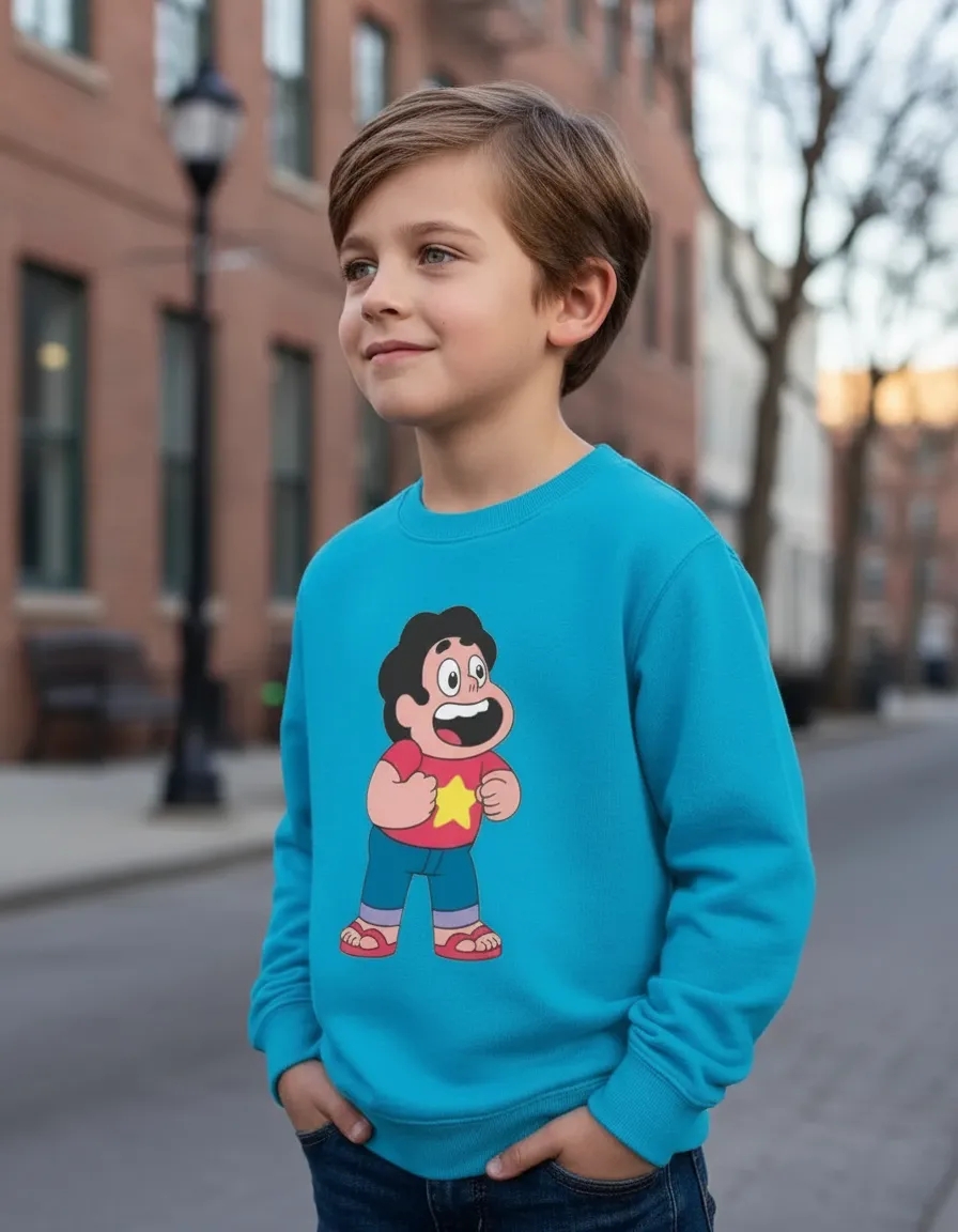 D_NQ_NP_2X_744087-MLA114426353839_072026-F Blusa Moletom Algodão Flanelado Infantil Unissex Azulturquesa Steven Universo Estampa Silk Screen