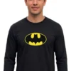 D_NQ_NP_2X_745191-MLB112673434836_062026-F Camiseta Manga Longa Adulto Unissex Batman Logo Clássico Cor Preta