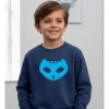 Moletom Infantil Unissex Azul Menino Gato Pj Masks Estampa Silk Screen Manual mlc