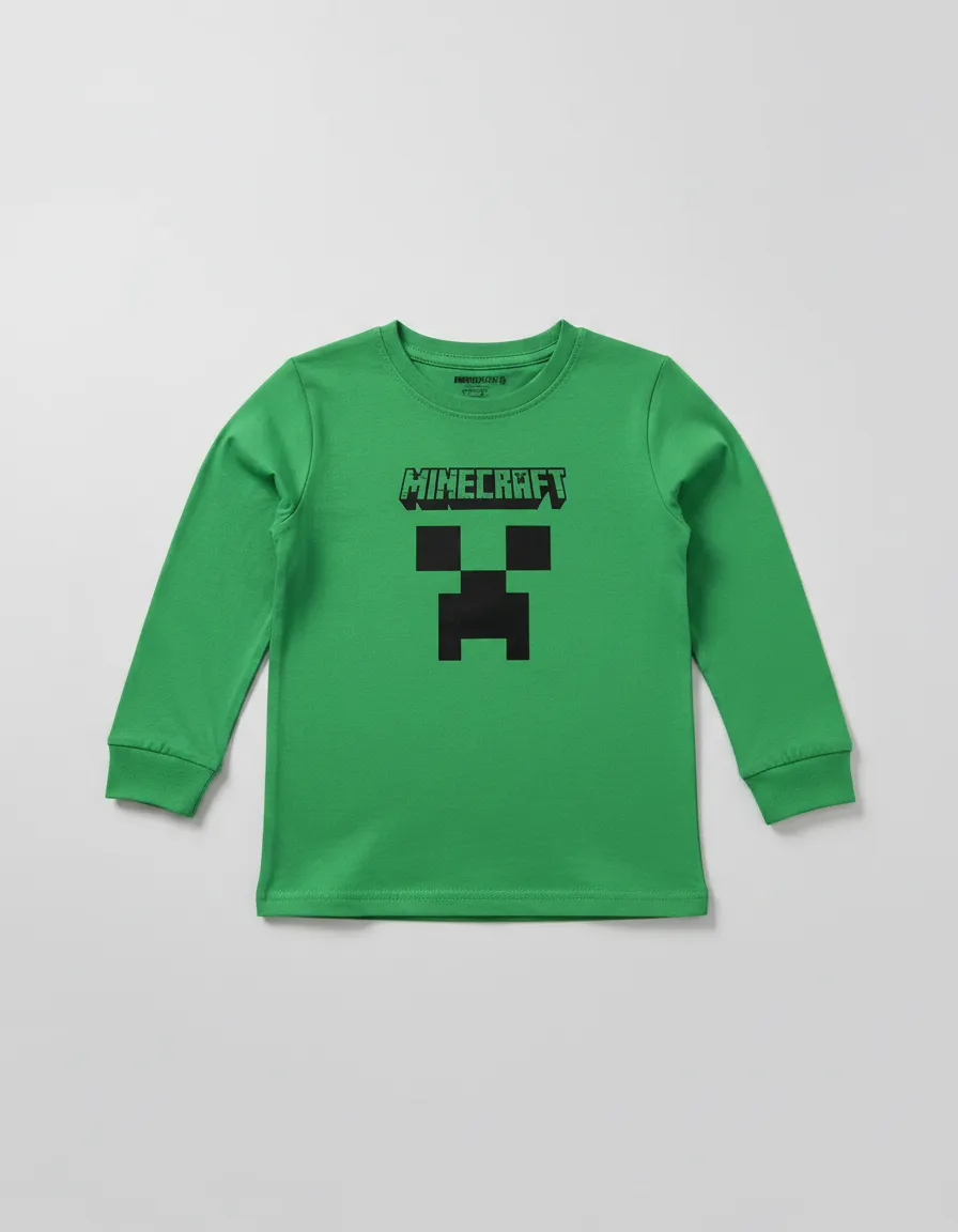 D_NQ_NP_2X_786416-MLA112989150095_062026-F-camiseta-infantil-manga-longa-verde-minecraft-silk-screen-hq Camiseta Manga Comprida Longa Infantil Unissex Verde Minecraft Creeper Silk Screen Manual Premium ML