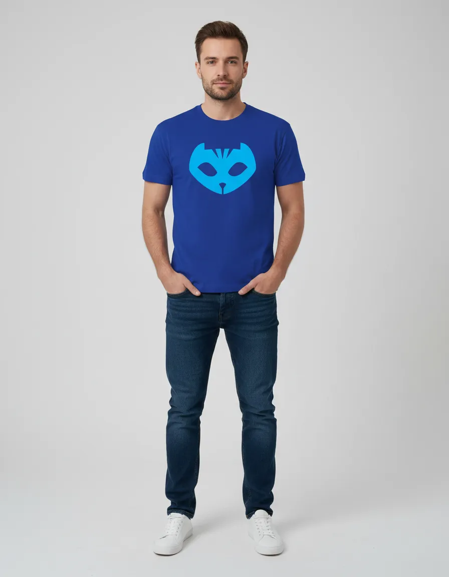 D_NQ_NP_2X_787142-MLB114341411097_072026-F-camiseta-adulto-pj-masks-tradicional- Camiseta Manga Curta Adulto Unissex Tradicional Pj Masks Menino Gato Azul-Royal
