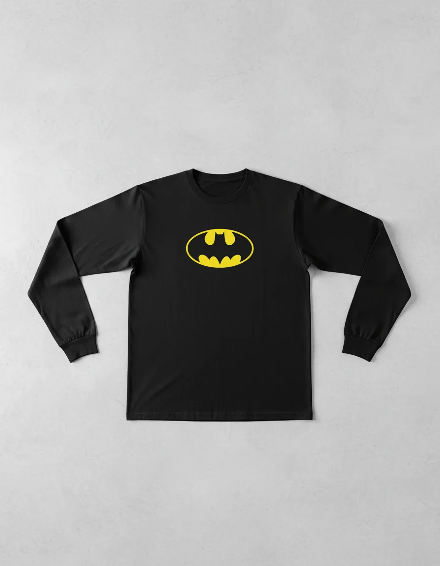 D_NQ_NP_2X_789671-MLA112674782204_062026-F Camiseta Manga Longa Adulto Unissex Batman Logo Clássico Cor Preta