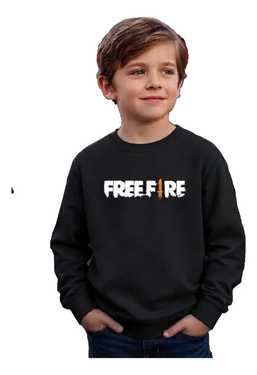 D_NQ_NP_2X_801047-MLB113076493970_072026-F Blusa Moletom Algodão Flanelado Unissex Infantil Free Fire Cor Preta