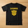 Camiseta Manga Curta Malha PV Infantil Unissex Preta Transformers Logo Amarelo Silk Screen Manual mlr