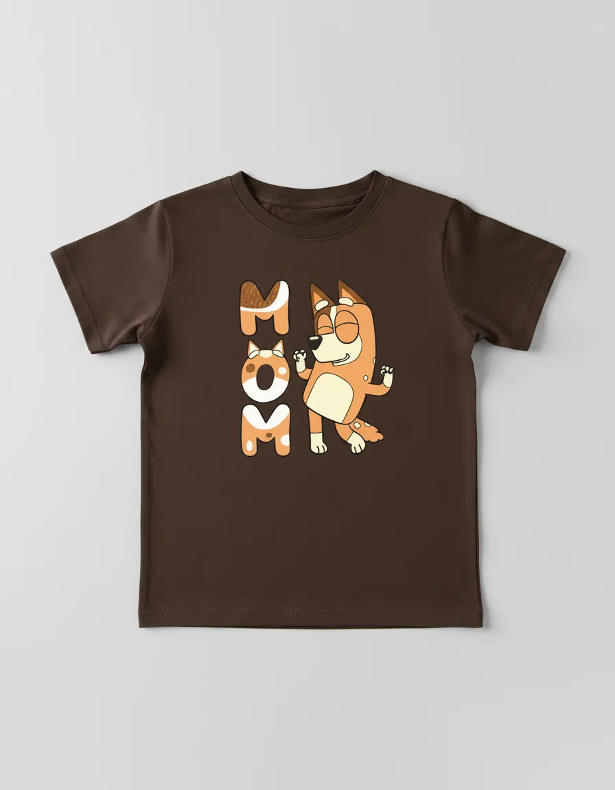 D_NQ_NP_2X_855561-MLB114330245201_072026-F Camiseta Manga Comprida Curta Baby Look Malha Pv Silk Screen Bluey Chilli Cor Marrom