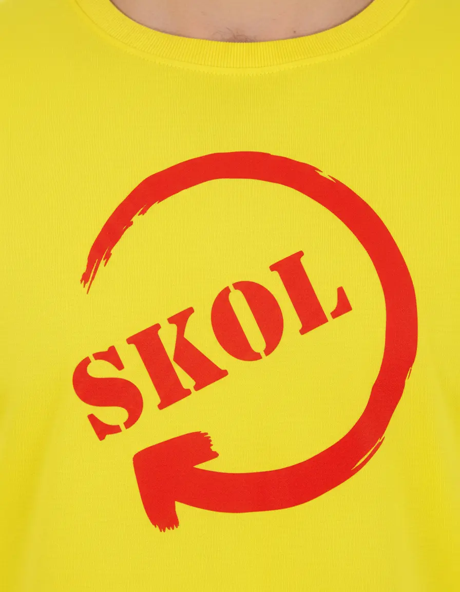 Camiseta Amarela Adulto Unissex Skol Silk Screen Manual mlc