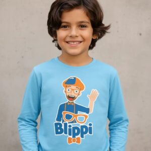 D_NQ_NP_2X_877989-MLA112595818422_062026-F-camiseta-infantil-blippi-manga-longa-azulturquesa Camiseta Azul Turquesa Blippi Infantil Manga Comprida Unissex T-shirt Premium spe