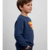 D_NQ_NP_2X_895502-MLA112587686639_062026-F Blusa Moletom Algodão Flanelado Infantil Unissex Silk Screen Manual Premium Super Homem Cor Azul Marinho