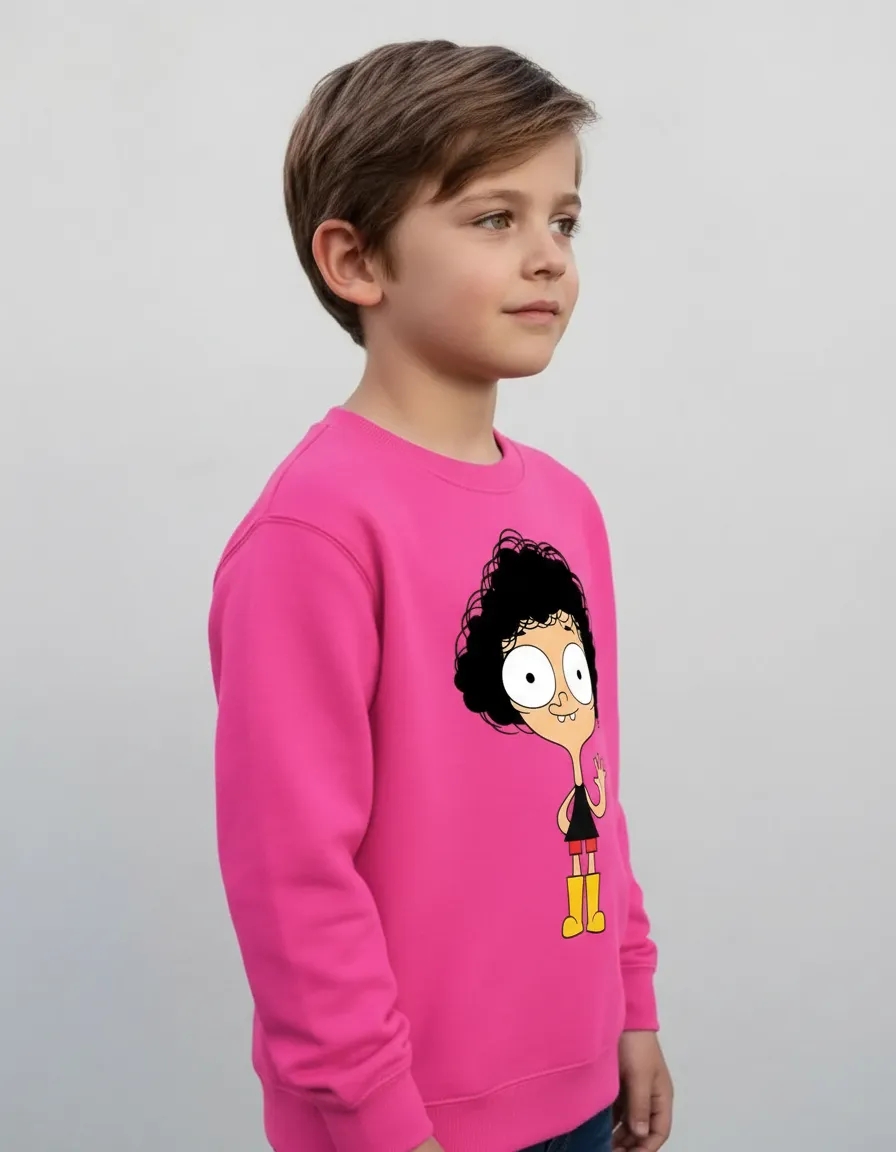 Blusa Moletom Flanelado Rosa Infantil Unissex Irmão do Jorel Estampa Silk Screen Manual Spe