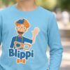 Camiseta Azul Turquesa Blippi Infantil Manga Comprida Unissex T-shirt Premium spe