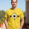 D_NQ_NP_2X_901334-MLB114039872474_072026-F-camiseta-minions-sob-medida Camiseta Malha PV Manga Curta Adulto Unissex Amarela Minions Estampa Silk Screen Manual Premium mlc