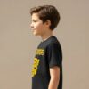 Camiseta Manga Curta Malha PV Infantil Unissex Preta Transformers Logo Amarelo Silk Screen Manual mlr