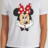 Camiseta Manga Curta Adulto Baby Look Feminina Branca Minnie Mouse mlr