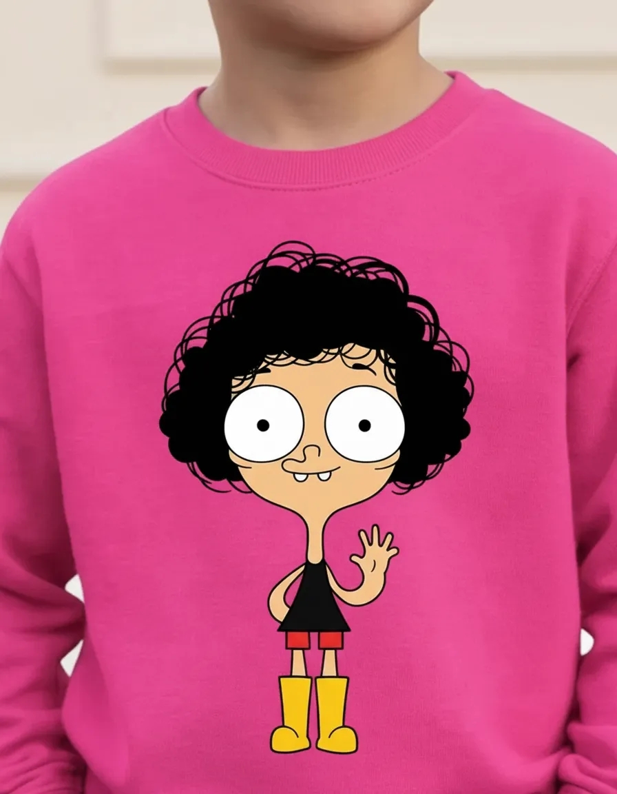 Blusa Moletom Flanelado Rosa Infantil Unissex Irmão do Jorel Estampa Silk Screen Manual Spe