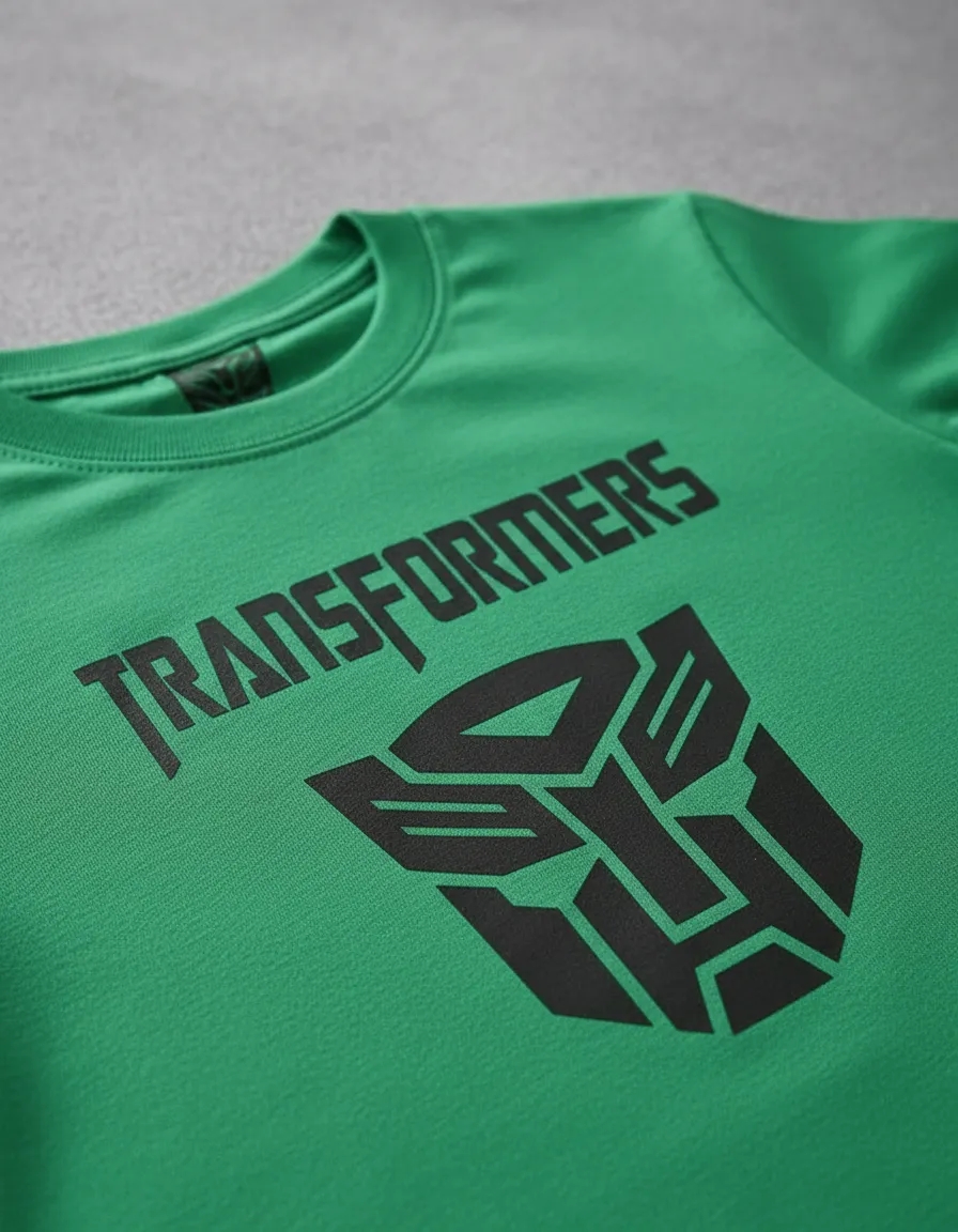 D_NQ_NP_2X_954102-MLA113191279598_072026-F Camiseta Manga Curta Malha PV Infantil Unissex Verde Transformers Estampa Silk Screen Manual Premium