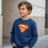 D_NQ_NP_2X_960414-MLA112587451041_062026-F Blusa Moletom Algodão Flanelado Infantil Unissex Silk Screen Manual Premium Super Homem Cor Azul Marinho
