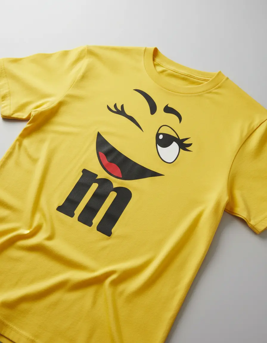 Camiseta Baby Look Amarela M&ms Piscadinha Divertido mlc