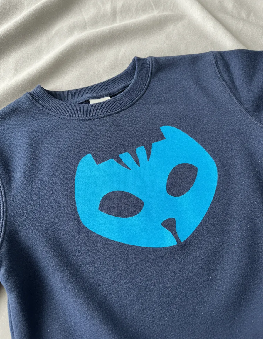 Moletom Infantil Unissex Azul Menino Gato Pj Masks Estampa Silk Screen Manual mlc