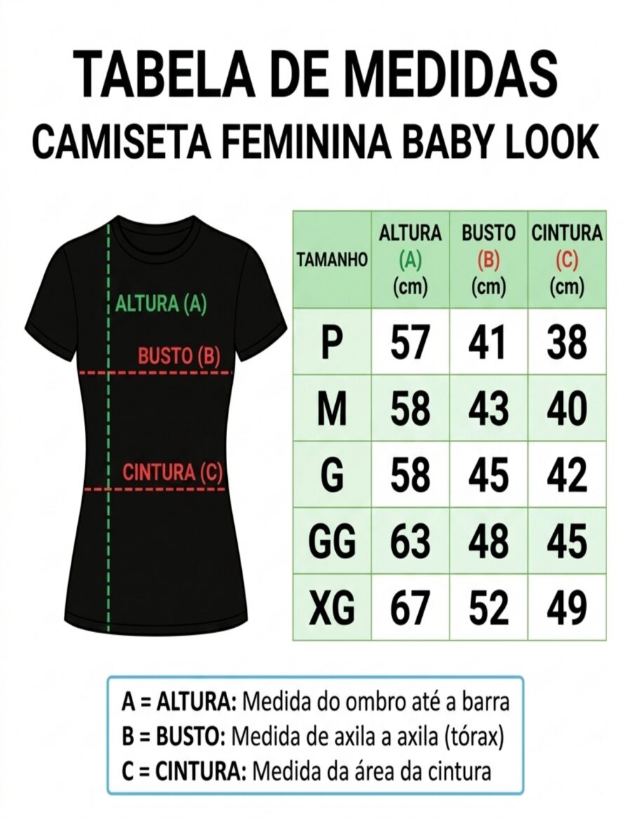 MEDIDAS-BABYLOOK Camiseta Mulher Maravilha Adulto Baby Look Vermelha