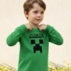 camiseta-infantil-manga-longa-verde-minecraft-silk-screen-hq Camiseta Manga Comprida Longa Infantil Unissex Verde Minecraft Creeper Silk Screen Manual Premium ML