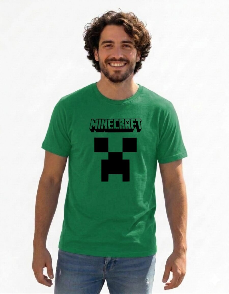 curtaadultominecraftverde Camiseta Manga Curta Adulto Unissex Verde Minecraft Creeper mlc