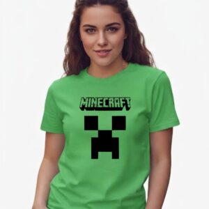 curtababylookminecraftverde Camiseta Manga Curta Baby Look Feminina Verde Minecraft Creeper