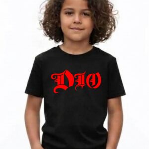 curtapretainfantildiologovermelho Camiseta Preta Infantil Ronnie James Dio mlc