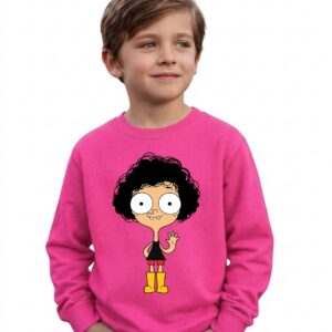 moletomrosairmaodojorel Blusa Moletom Flanelado Rosa Infantil Unissex Irmão do Jorel Estampa Silk Screen Manual Spe