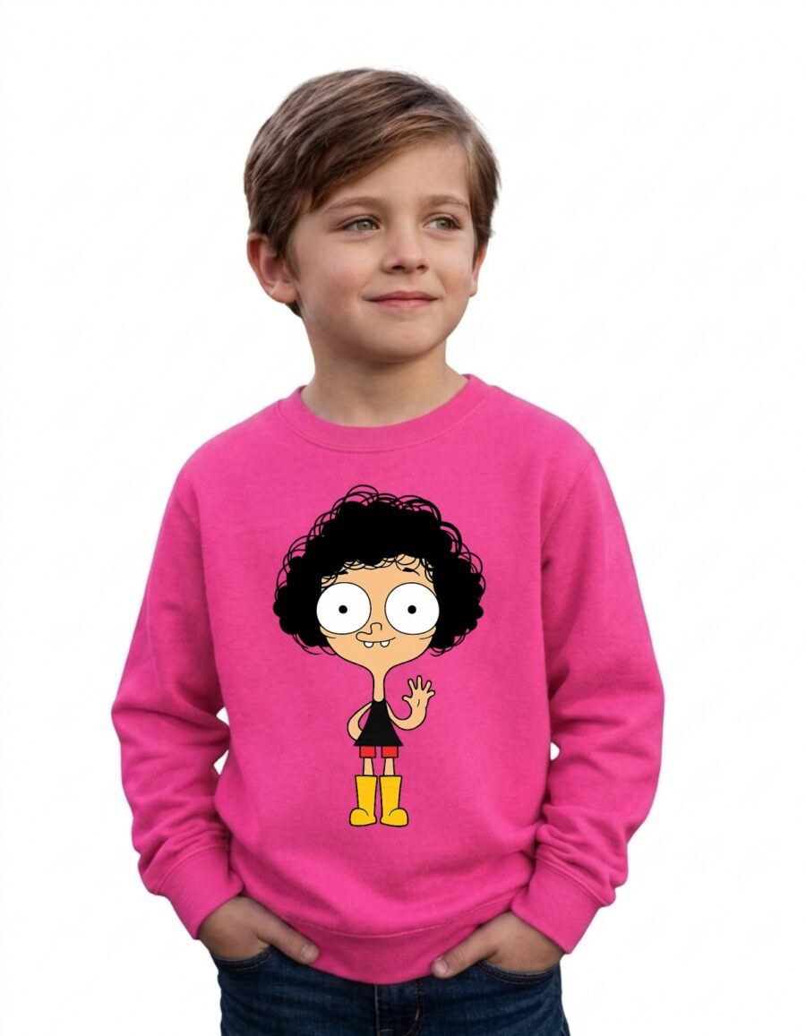 Blusa Moletom Flanelado Rosa Infantil Unissex Irmão do Jorel Estampa Silk Screen Manual Spe