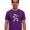 roxa Camiseta Malha PV Manga Curta Adulto Unissex Roxa Buzz Toy Story Estampa Silk Screen Manual Premium Spe
