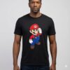 Camiseta Preta Manga Curta Adulto Unissex Super Mario Bros mlc
