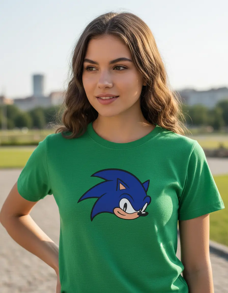 Camiseta Verde Baby Look Sonic the Hedgehog spe