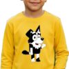 Camiseta Amarela Manga Comprida Infantil Bluey Mackenzie mlc