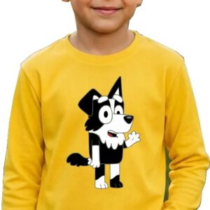 1 Camiseta Amarela Manga Comprida Infantil Bluey Mackenzie mlc